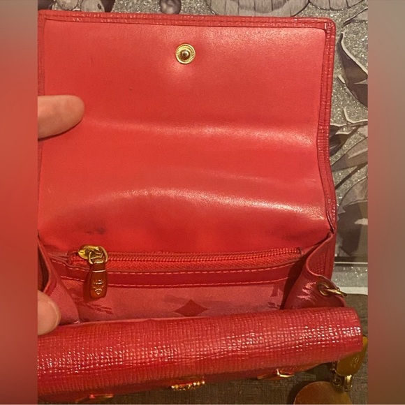 EUC Vintage MCM Red Leather Tri Fold Logo Wallet with Charms - Picture 6 of 16